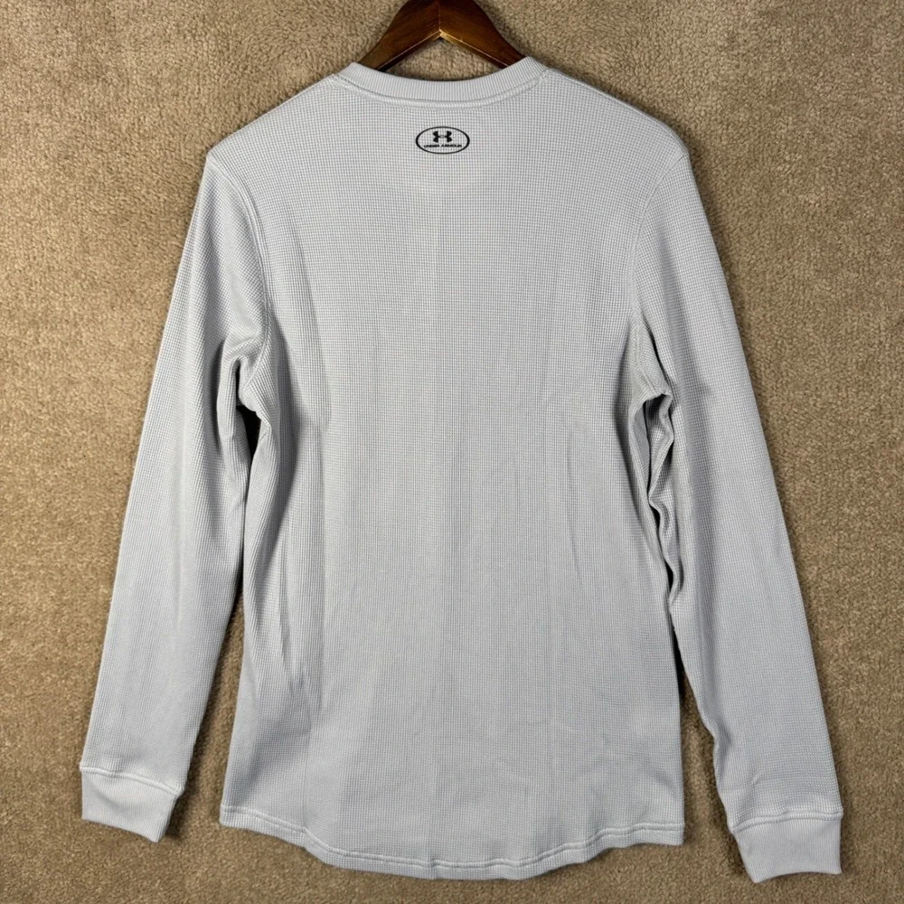 Under Armour Waffle Henley Mens Small Gray Long Sleeve Thermal Shirt New Knit